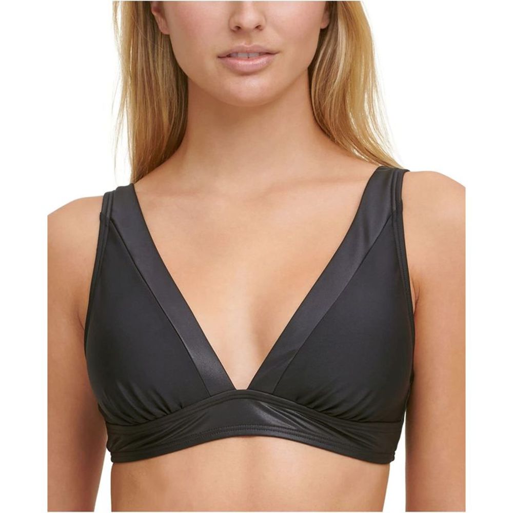 DKNY Womens Bow-Back Bikini Top,Black,X-Small